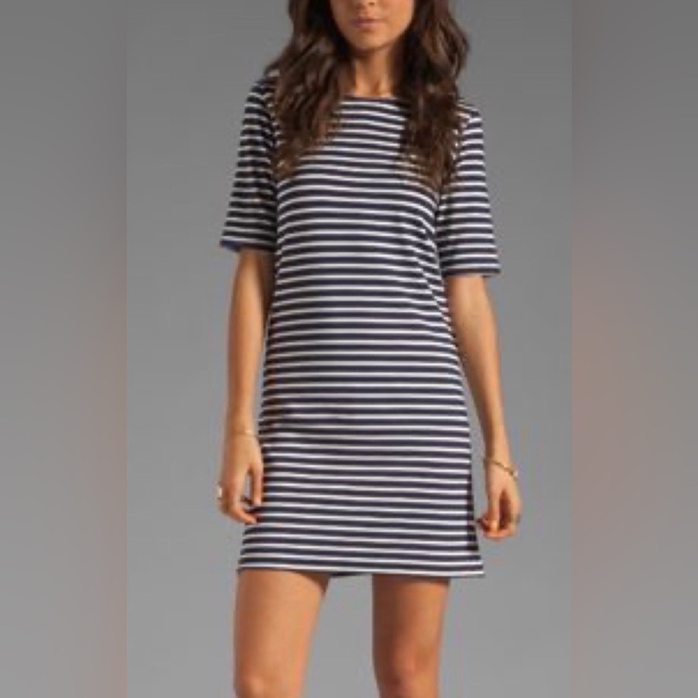 Theory Dhuri Moltana nvy & wht Strp drss WM M nautical preppy coastal - Picture 1 of 12